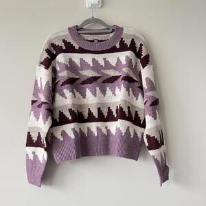 Isabel Marant Etoile Georgie Turtleneck Sweater Purple Geometric Size FR 34 NWOT